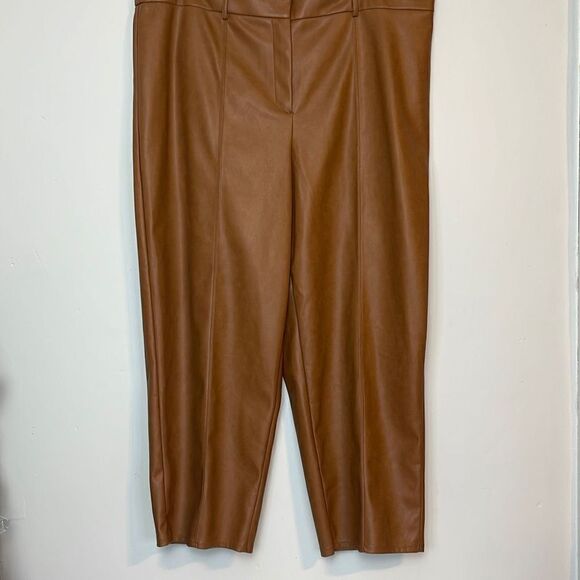 Anthropologie Avec Les Filles Angelike Faux Leather Cropped Wide Leg Pants 1X - Picture 2 of 6